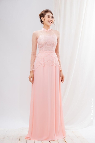 Áo dài hồng peplum ngọt ngào