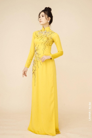 Áo dài truyền thống kết hạt sáng tạo