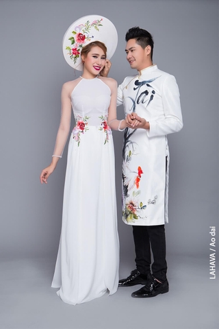 Áo dài nam vẽ hoạ tiết