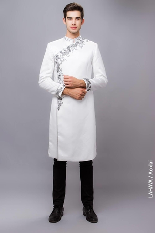 Áo dài nam kết ren lịch lãm