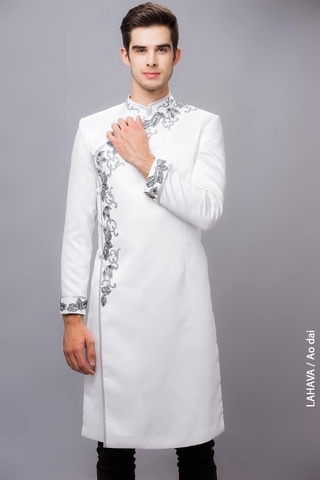 Áo dài nam kết ren lịch lãm