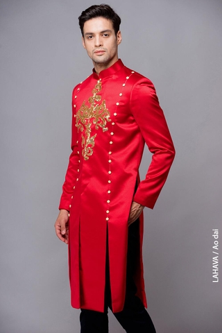 Áo nam xẻ tà 2 bên hiện đại