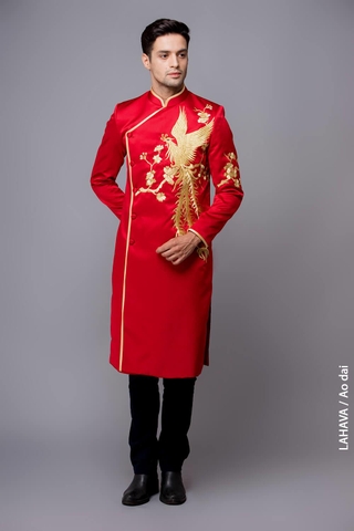 Áo đỏ viền đồng thêu Phụng cao cấp