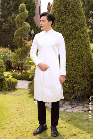 Áo dài nam đính kết ren sang trọng - sale