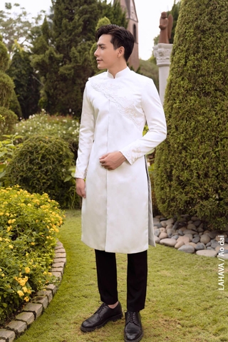 Áo dài nam phối ren chéo ấn tượng - sale