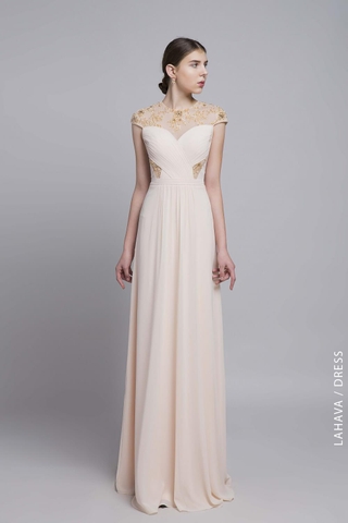 Váy dạ hội xếp ly phối ren ấn tượng