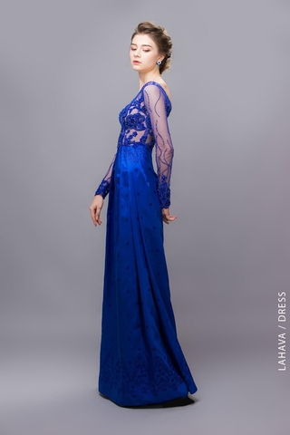 Váy dạ hội A cổ thuyền kết ren