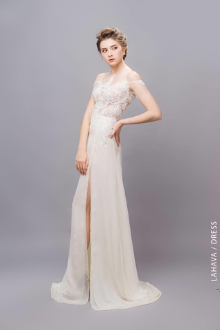 Váy dạ hội xẻ tà kết ren gợi cảm