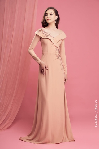 Váy dạ hội form A tay dài hiện đại