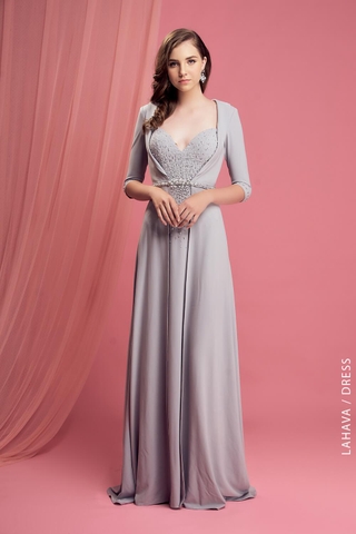 Váy dạ hội xám trung niên sang trọng