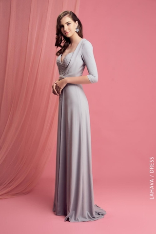 Váy dạ hội xám trung niên sang trọng