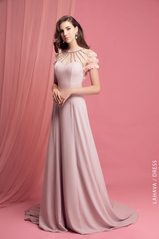 Váy dạ hội A kết hoa nhẹ nhàng