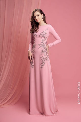 Váy dạ hội dài tay kết ren 3D cao cấp