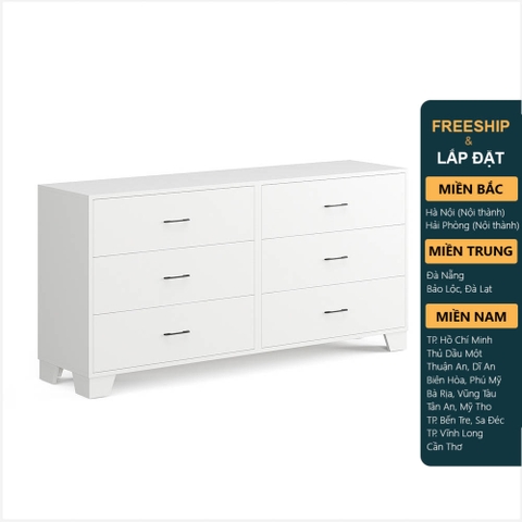 BECKVILLE, Tủ lưu trữ đồ dùng 3 tầng 6 ngăn kéo DRA_124, 160x41x78cm