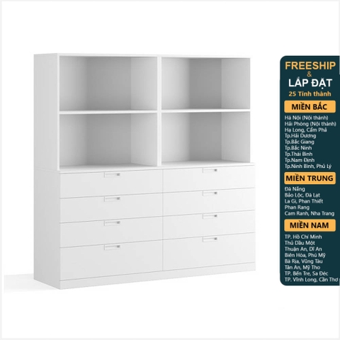 GALA, COMBO Kệ tủ lưu trữ đồ dùng kèm tủ 4 hộc kéo DRA_175, 160x45x160cm
