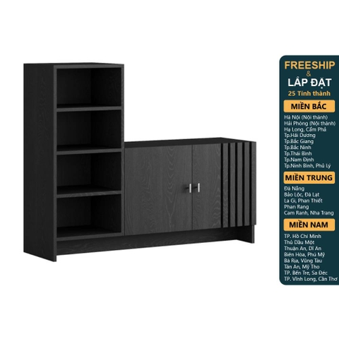 RAMUS, Kệ 4 tầng kèm tủ 2 cánh mở STO_119, 120x35x97cm