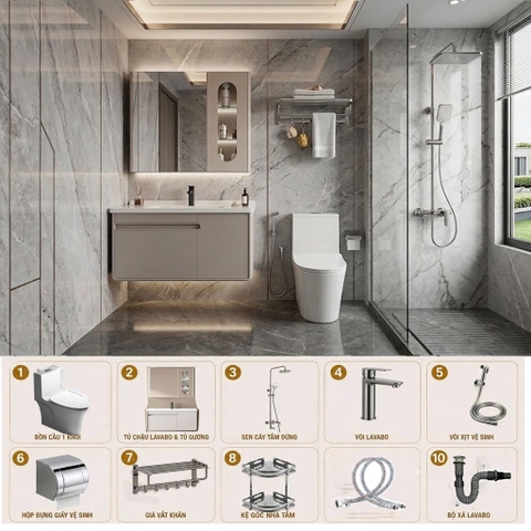 Combo Thiết Bị Vệ Sinh Nhà Tắm CB65 Cao Cấp
