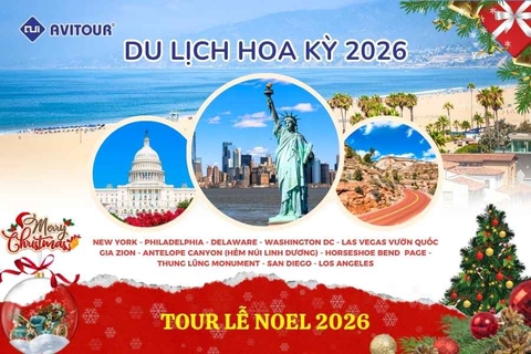 Mừng Giáng Sinh & Đón Năm Mới 2027: New York - Philadelphia - Delaware - Washington DC - Las Vegas Vườn Quốc Gia Zion - Antelope Canyon (Hẻm Núi Linh Dương) - Horseshoe Bend  Page - Thung Lũng Monument - San Diego - Los Angeles