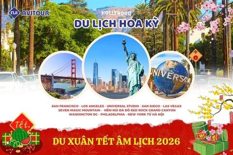 Du lịch Hoa Kỳ (Khai Xuân Bính Ngọ): Tour San Francisco - Los Angeles - Universal Studio - San Diego - Las Vegas - Seven Magic Mountain -  Hẻm Núi Đá Đỏ Red Rock Grand Canyon - Washington DC - Philadelphia - New York từ Hà Nội 2026