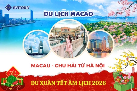 Du Lịch Macao (Tết Âm Lịch 2026): Tour Hà Nội - Macau - Chu Hải