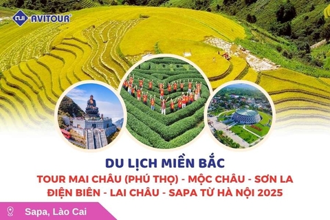 Du lịch Việt Nam: Tour Mai Châu (Phú Thọ) - Mộc Châu - Sơn La - Điện Biên - Lai Châu - Sapa từ Hà Nội 2025
