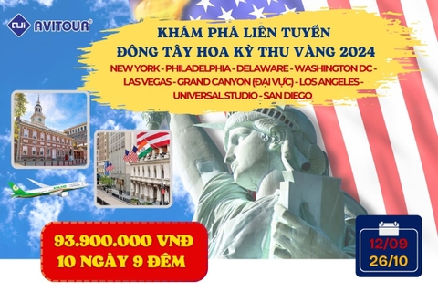 KHÁM PHÁ LIÊN TUYẾN ĐÔNG TÂY HOA KỲ THU VÀNG 2024 | NEW YORK - PHILADELPHIA - DELAWARE - WASHINGTON DC - LAS VEGAS - GRAND CANYON (ĐẠI VỰC) - LOS ANGELES - UNIVERSAL STUDIO - SAN DIEGO