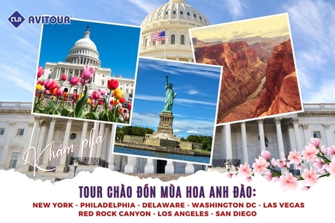 TOUR CHÀO ĐÓN MÙA HOA ANH ĐÀO: NEW YORK - PHILADELPHIA - DELAWARE - WASHINGTON DC - LAS VEGAS - RED ROCK CANYON - LOS ANGELES - SAN DIEGO