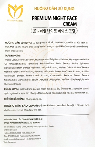 KEM DƯỠNG DA MẶT BAN ĐÊM - PREMIUM NIGHT FACE CREAM