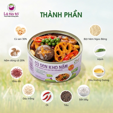 Củ sen kho nấm ăn liền tiện lợi