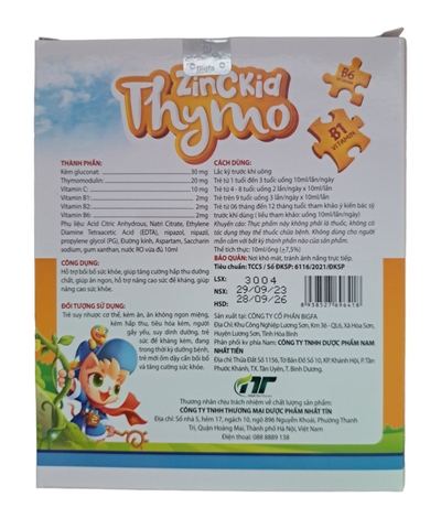 Siro Thymo ZinCkid Nhất Tín (20 ống)