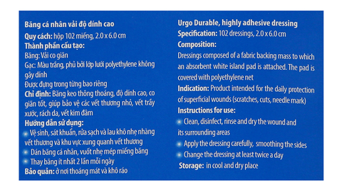 Băng cá nhân Urgo Durable 2 x 6