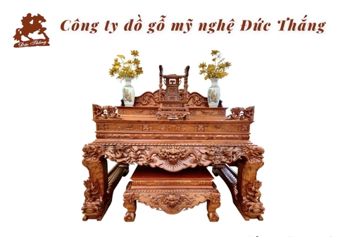 Ban thờ hai cấp đục tứ linh