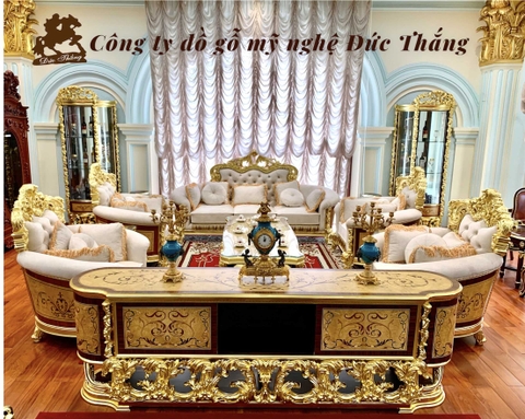 Bộ bàn ghế Hoàng gia dát vàng