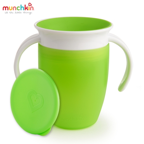 Cốc tập uống 360 độ Munchkin có nắp 207ml (Xanh lá)