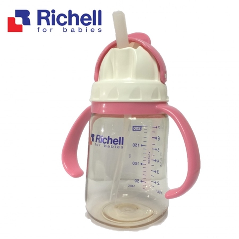 Bình ống hút PPSU 200ml Richell (hồng)