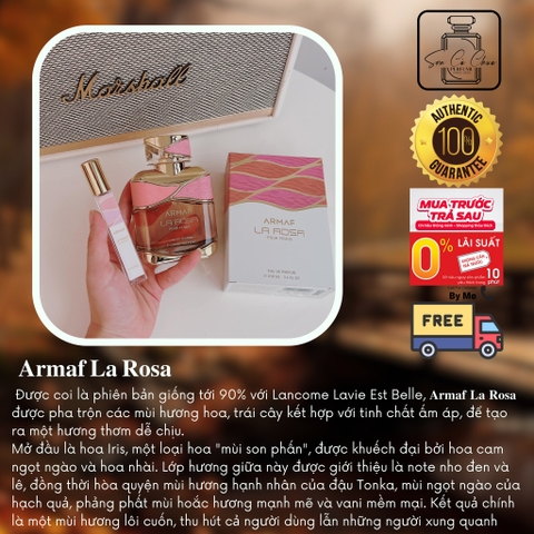 Chiết 10ml - hoa nữ Armaf La Rosa (1t)