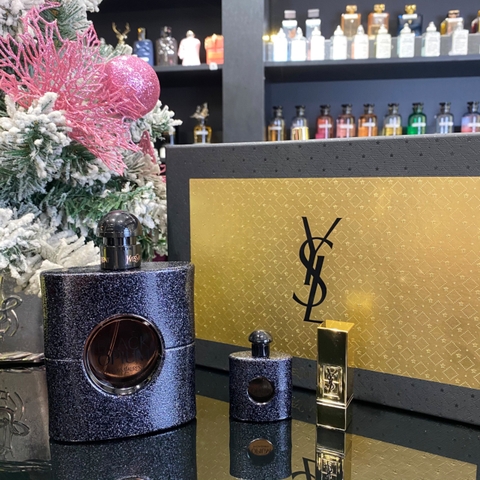 Set nước hoa nữ Yves Saint Laurent Set Ysl black opium EDP 90ml + mini 10ml + Son MP