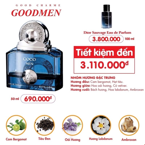 Nước Hoa Nam Good Charme Good Men 50ml (Màu Xanh)