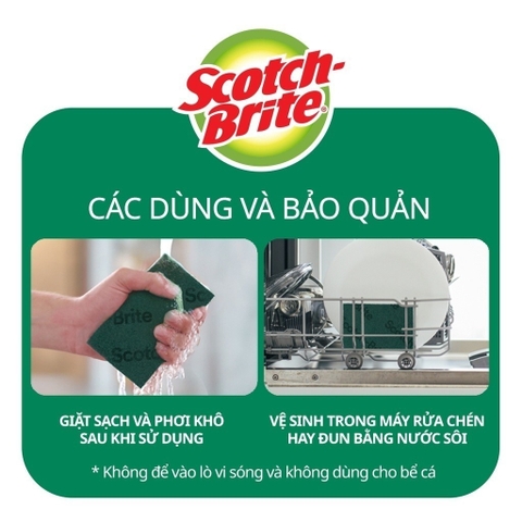 Cước Rửa Chén 3M™ Scotch-Brite® Sợi Cước Chất Lượng Cao Chống Trầy Siêu Sạch Có Mút - 1 Miếng