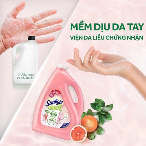 Nước Rửa Chén Bát Sunlight Bưởi (Hồng) Can 3.6Kg