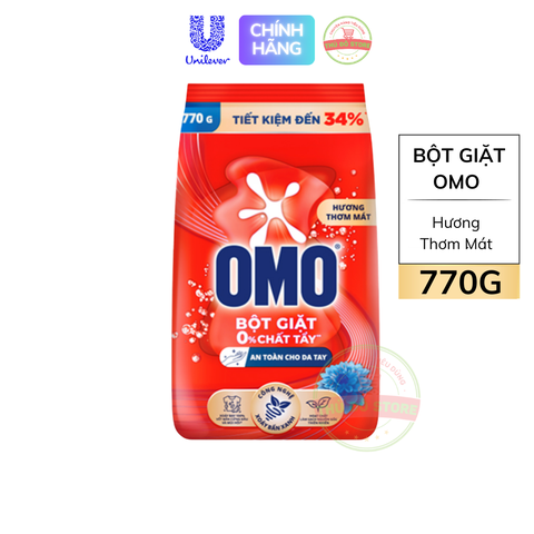 OMO Bột Giặt Đỏ Hương Thơm Mát - Túi 770G