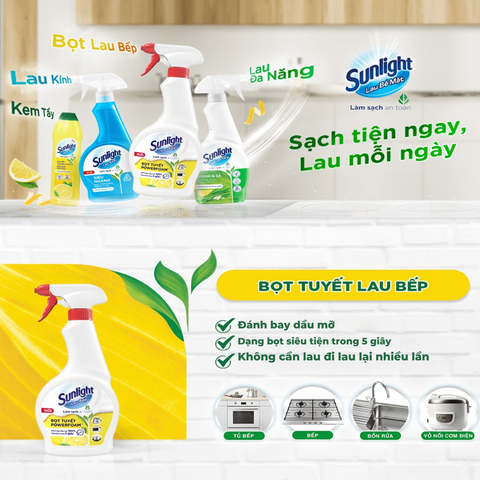 Nước Xịt Lau Bếp Sunlight Lau Bếp Bọt Tuyết - 500ML