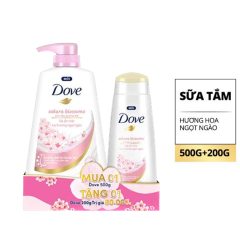 Sữa Tắm Dove Dưỡng Ẩm/ Hương Hoa/ Chắm Sóc Da Nhạy Cảm 500G (Tặng Chai 200G Hương Hoa)