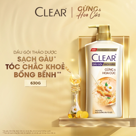 Dầu Gội CLEAR Gừng Và Hoa Cúc - Chai 630G