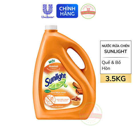 Nước Rửa Chén Bát Sunlight Quế Bồ Hòn Can 3.5Kg