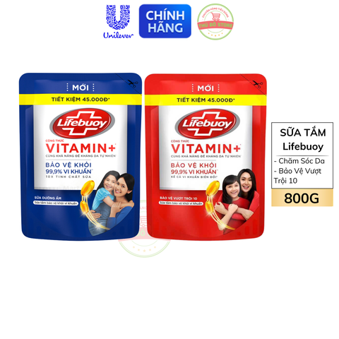 Sữa Tắm Lifebuoy Bảo Vệ Khỏi Vi Khuẩn - Túi 800G