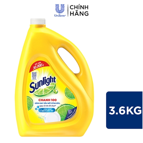 Nước Rửa Chén Bát Sunlight Chanh Vàng - Can 3.6Kg