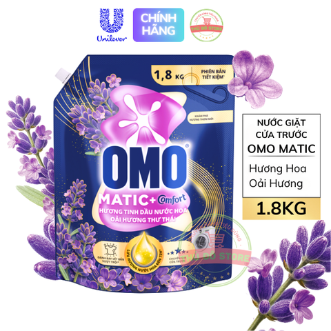 Nước Giặt OMO MATIC Cửa Trước | Cửa Ngang Thư Thái Oải Hương - Túi 1.8KG