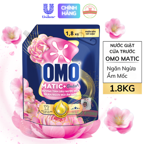 Nước Giặt OMO MATIC Cửa Trước Ngăn Mùi Ẩm Mốc - Túi 1.8KG