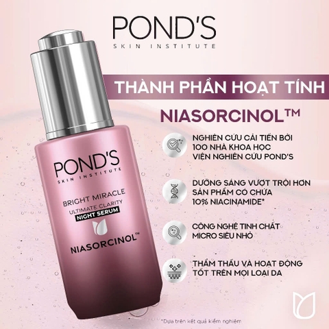 Serum Dưỡng Sáng Da Đa Tầng Pond Bright Miracle Ngày & Đêm Mờ Thâm Sạm Với 50X Niasorcinol - Lọ 30G (Hồng)